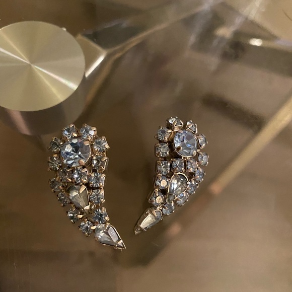 Vintage Rhinestone Drop Earrings - Picture 2 of 4
